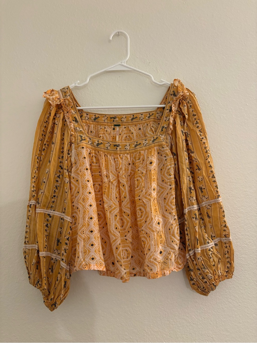 Free People Blouse Boho Printed Blouse
